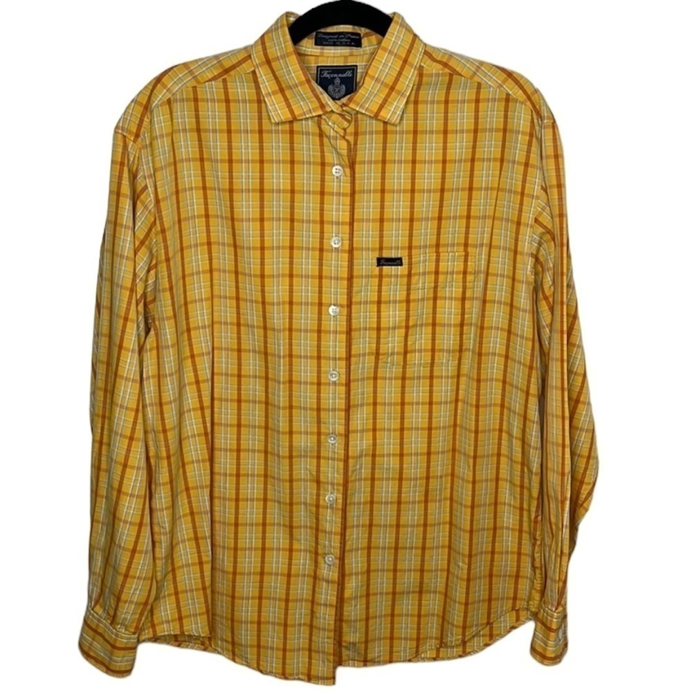 Faconnable Orange Yellow Long Sleeve Button Shirt Men's Sz M